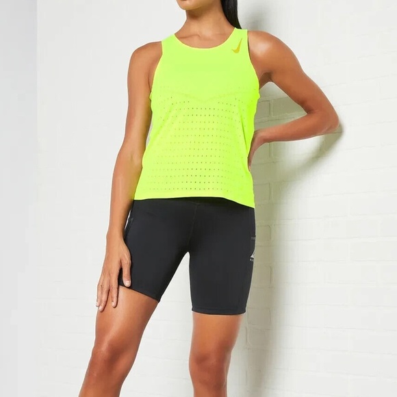 Nike Aeroswift Running Singlet Tank Volt Neon Green Womens CZ9385 Large NEW - Picture 7 of 9